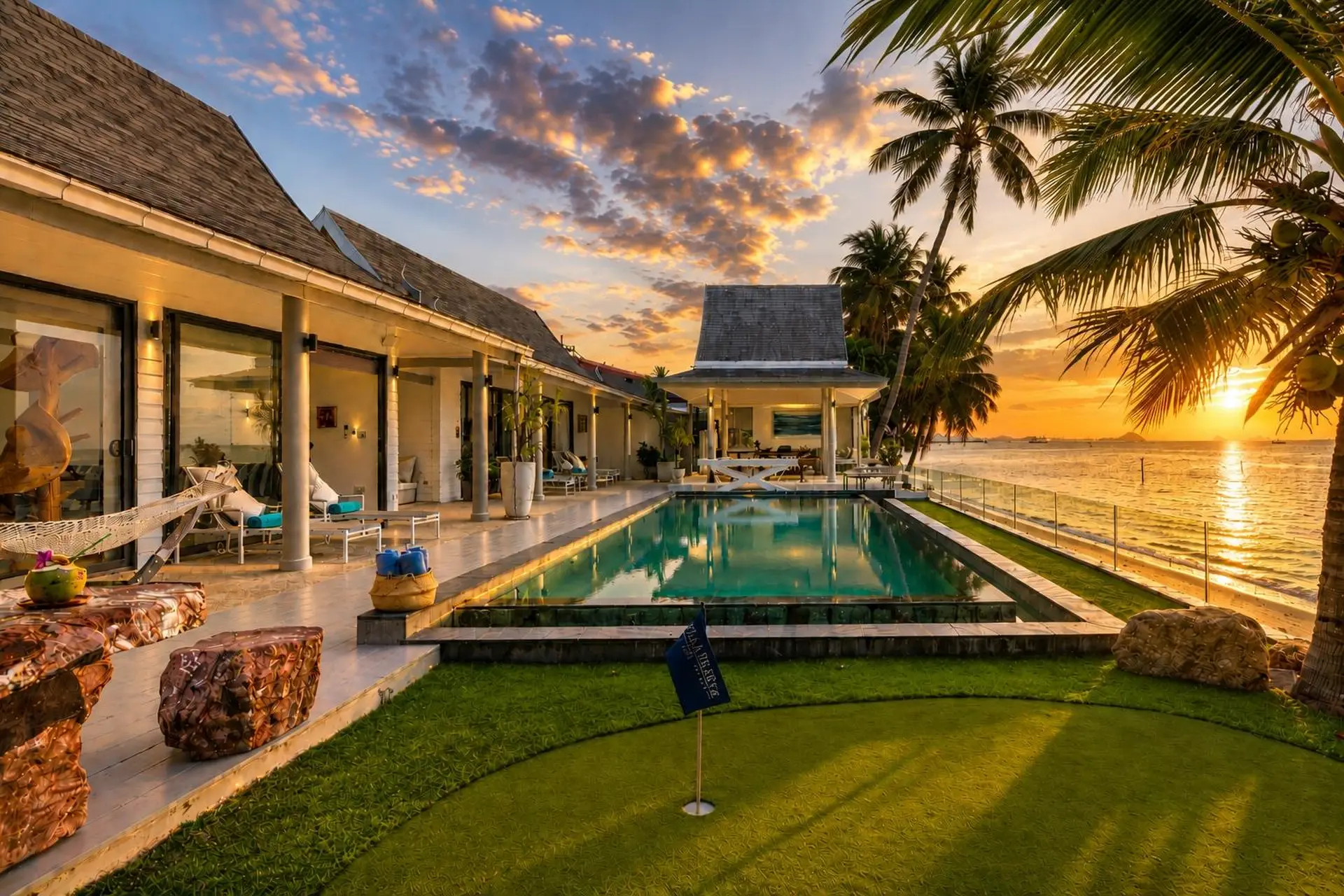 Family Beach Villa For Rent in Koh Samui, 4 Bedrooms with 2 Kids’ Bedrooms, Pool, Mini Golf and Fitness Room - Nathon, Ko Samui, Thailand